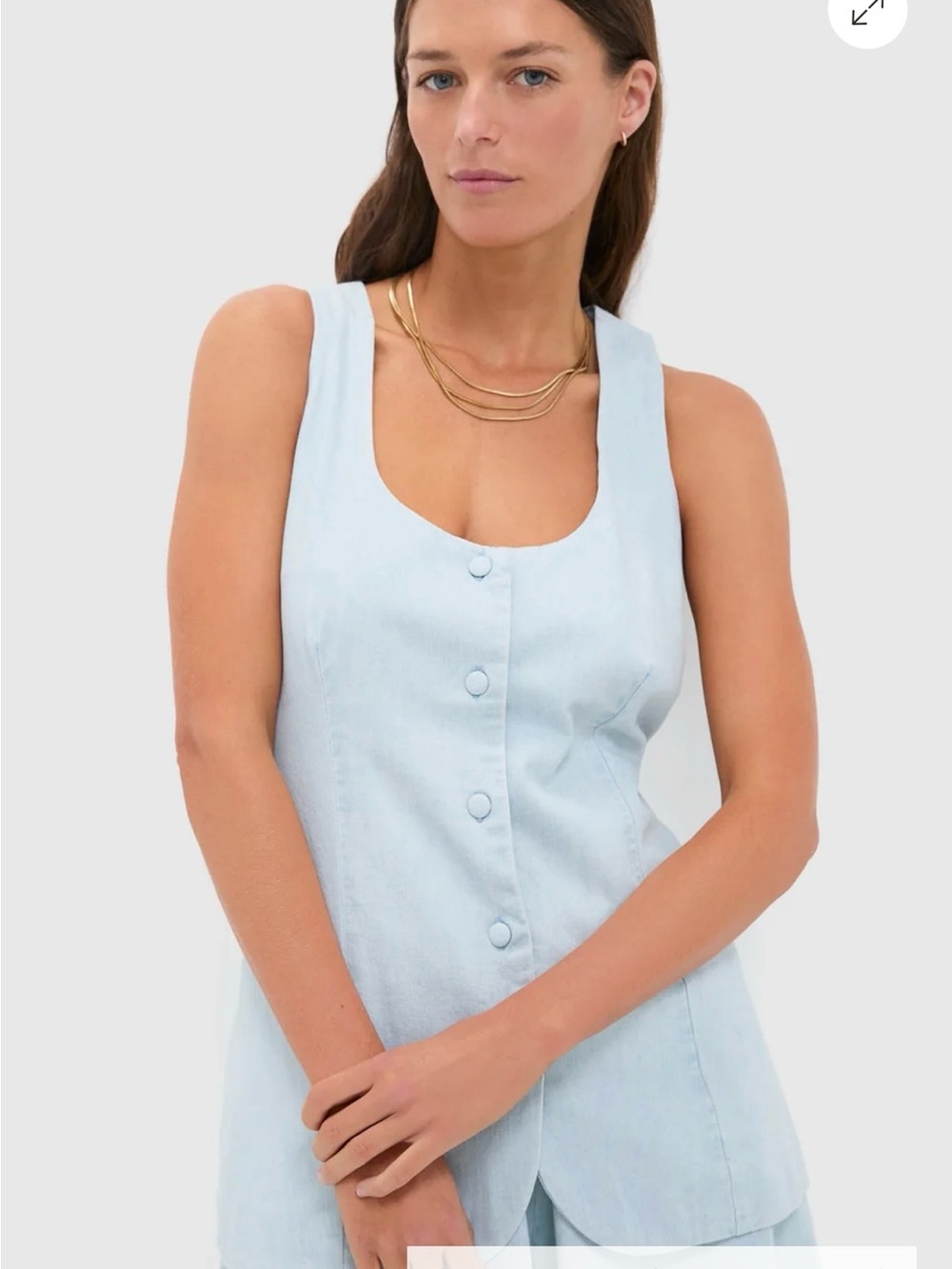 Tuckernuck Light Blue Button-Front Linen Vest